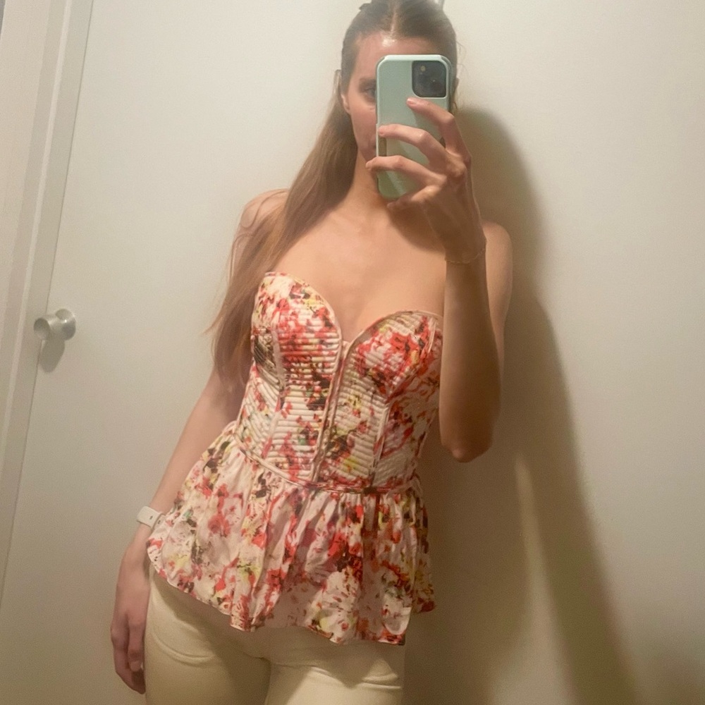 Parker Floral Bustier Peplum Blouse